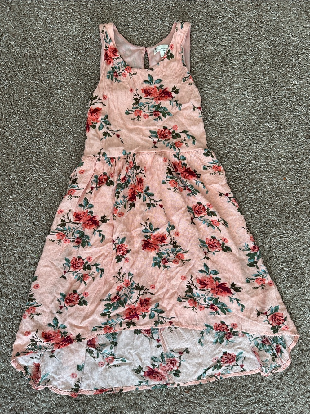 Knitworks Girls Floral High-Low Dress in Blush Pink